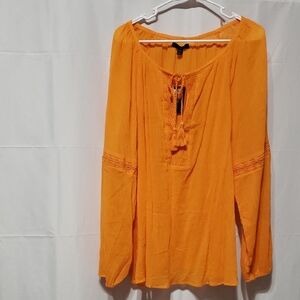 Lane Bryant Orange Crinkle Gauzy Peasant Blouse.  SIZE: 18/20
